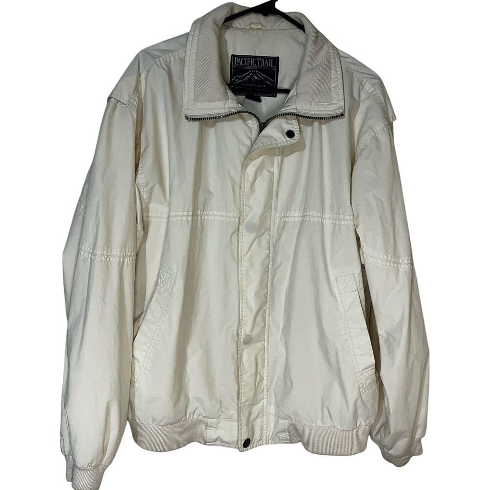 Vintage Pacific Trail Ivory Windbreaker Jacket Men’s Large Lightweight Retro